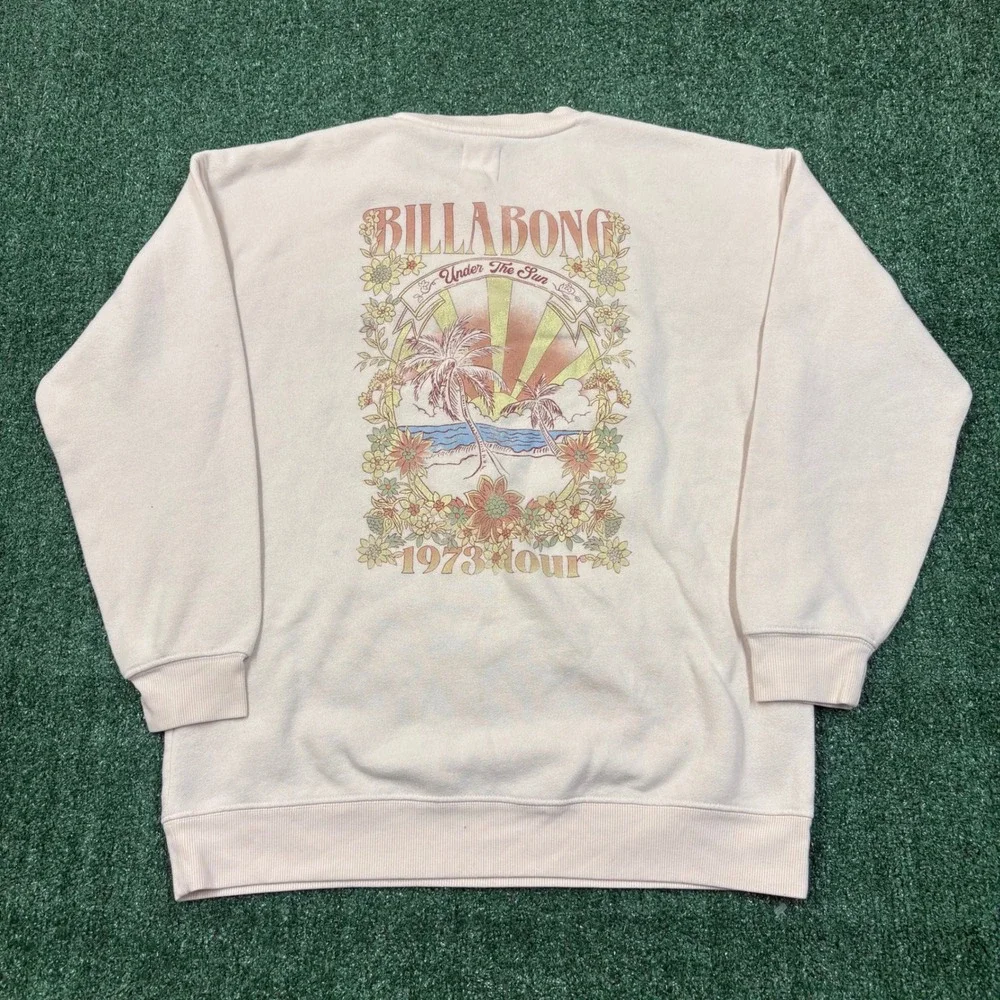 Billabong Crewneck Sweatshirt Under The Sun 1973 Tour Cream Graphic
